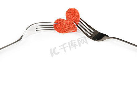 餐厅系列，白色背景中的情人节晚餐