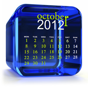 蓝色十月日历