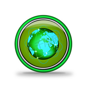 与元素的绿色闪亮按钮，网站设计。