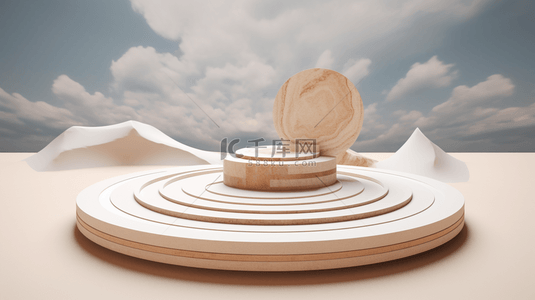 大理石产品展示台白色同心圆框架