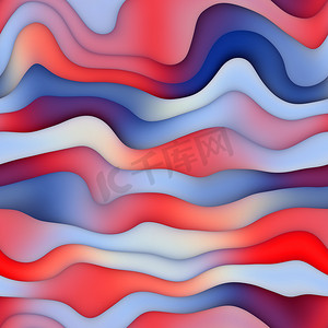 红色和蓝色阴影中的光栅无缝扭曲渐变色波