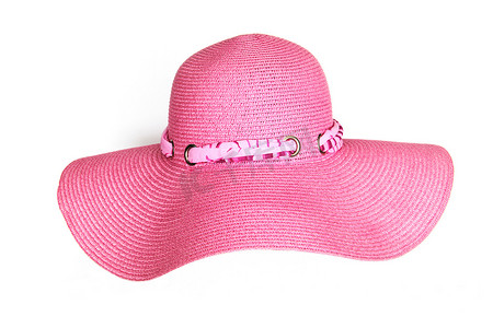 时尚的粉红色帽子隔离在白色