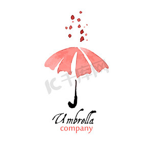 带水滴的设计元素粉色雨伞