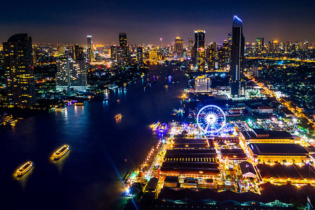 曼谷夜景在泰国。