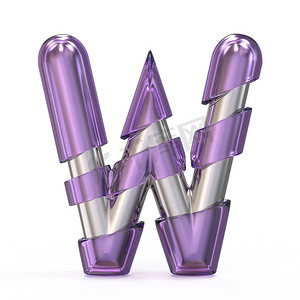 紫宝石金属芯字体 LETTER W 3D