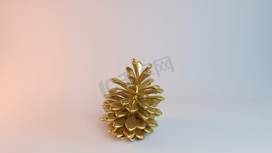 金色 3D 对象（松树）