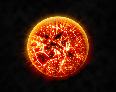燃烧的行星或太阳的抽象背景。