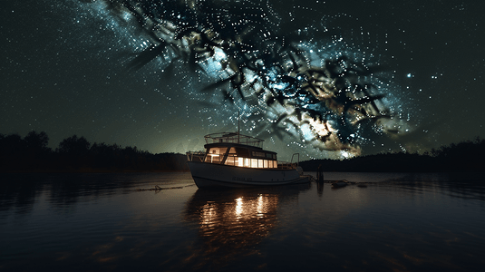 湖面星空