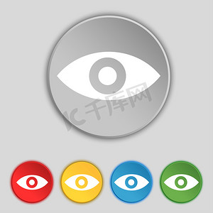发布按钮摄影照片_眼睛，发布内容，第六感，直觉图标标志。