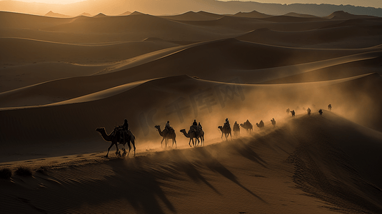 沙漠骆驼摄影照片_沙漠