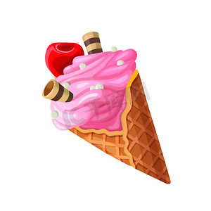 动漫元素摄影照片_插图：元素集：冰淇淋。
