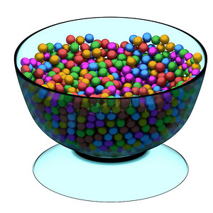 有彩色球体的玻璃碗