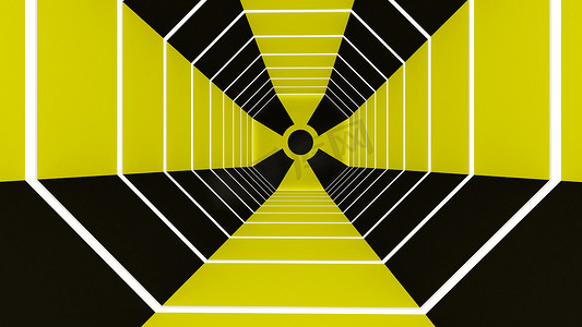 隧道背景和 che 中抽象六边形形状的 3d 呈现器
