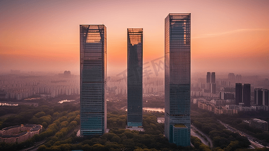 商务楼摄影照片_南京新街口城市建筑夜景