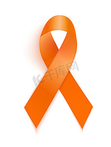 矢量丝带摄影照片_橙色丝带白血病的象征。