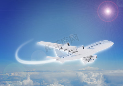 喷气式飞机在天空中飞行