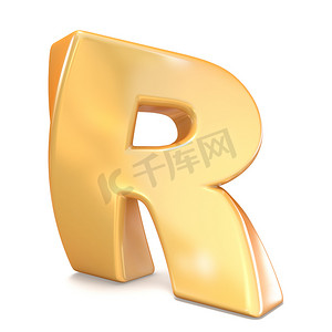 装饰字体摄影照片_橙色扭曲字体大写字母 R 3D