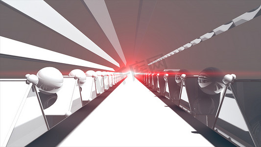 3d 渲染未来派公路隧道。