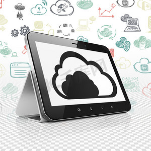 云纹连续图案摄影照片_云技术概念： 平板电脑与云显示