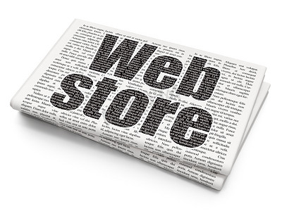 报纸模板摄影照片_Web 设计理念： 报纸背景上的网上商店