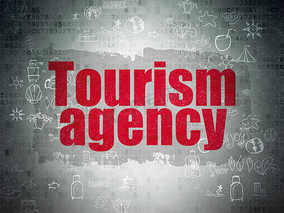 旅游概念：数字纸背景上的旅游局