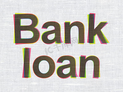 银行概念： 织物纹理背景上的银行贷款