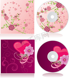 矢量粉红色花朵光盘封面集