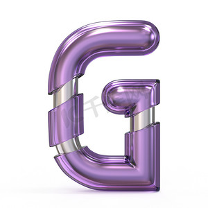 紫色宝石金属芯字体 LETTER G 3D