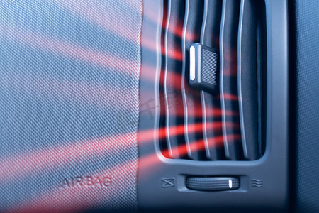 汽车空调，带有热空气流的插图。