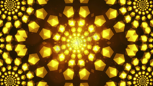 闪烁的金色元素形成隧道。 