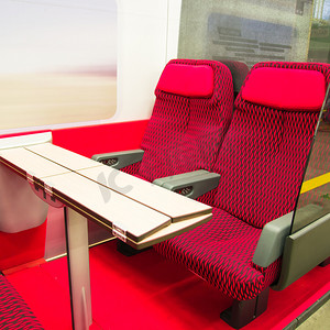 火车车厢的红色座椅