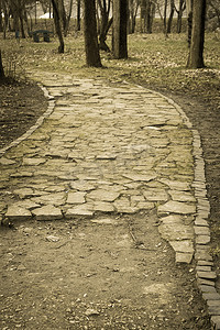 公园里的小路是用石头铺成的