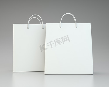 用于广告和品牌推广的灰色空购物袋。 