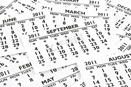 2011 年 9 月 - 日历。