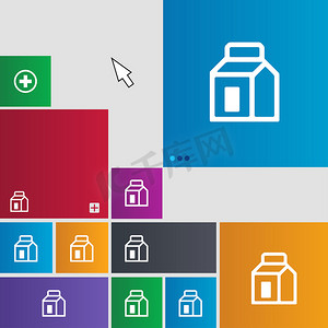 牛奶、果汁、饮料、纸箱包装图标标志。