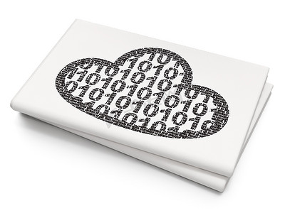 通讯云摄影照片_云网络概念： 云与空白报纸背景上的代码