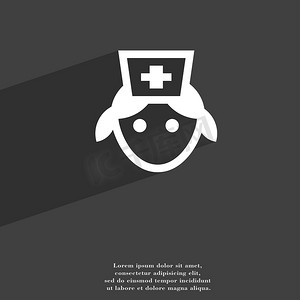 护士图标符号平现代 web 设计与长长的阴影和空间为您的文本。