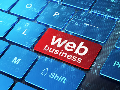 网页设计理念： 电脑键盘背景上的网络业务