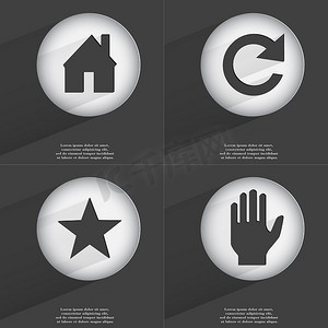 进度条加载失败摄影照片_房子，重新加载，星形，手形图标标志。