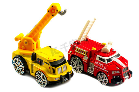 小型玩具消防车和起重车