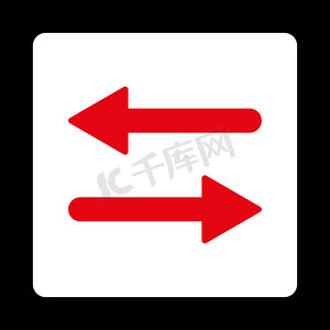 箭头交换水平扁平红色和白色圆形按钮
