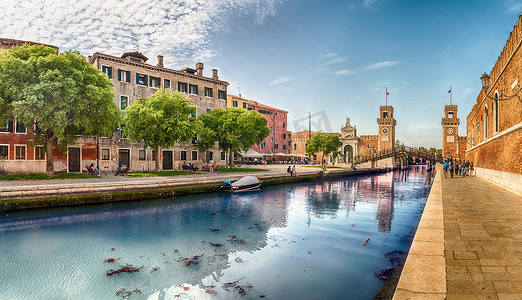 威尼斯兵工厂风景秀丽的入口，威尼斯，意大利