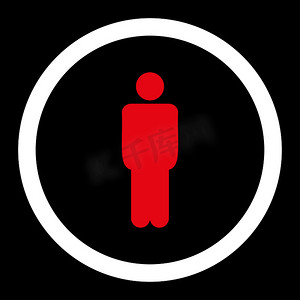 男人扁平的红色和白色颜色圆形光栅图标