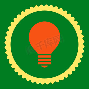 电灯泡平面橙色和黄色圆形邮票图标