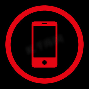 智能手机扁平红色圆形光栅图标