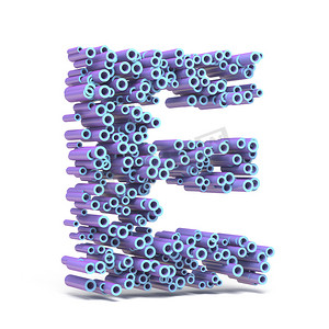 紫色蓝色字体由管 LETTER E 3D 制成