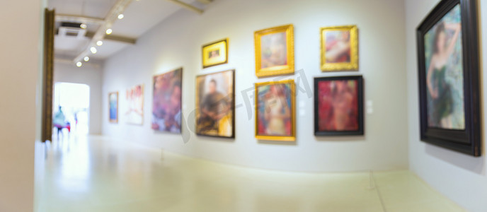 艺术画廊博物馆或 Showro 的抽象模糊散焦背景