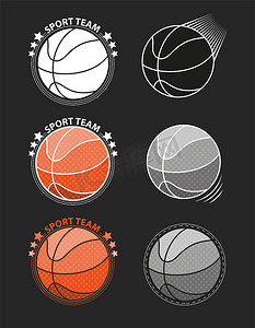 套线套摄影照片_套在灰色背景的篮球。