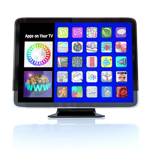 新清摄影照片_高清电视 HDTV 上的应用程序图标拼贴