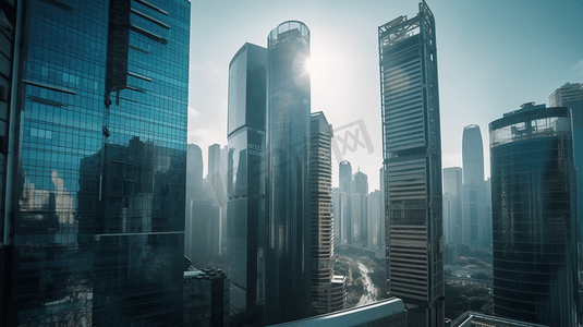 香港回归25摄影照片_对天空视图的企业塔